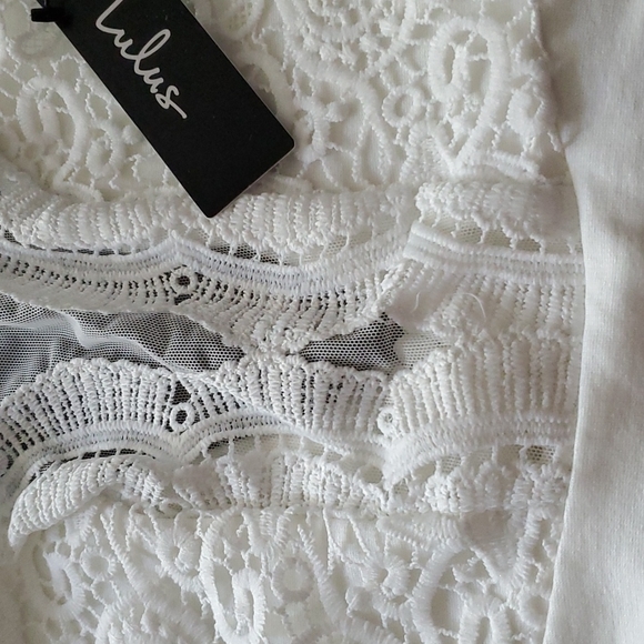 NWT Lulu's I Promise White Lace Skater Stretchy Dress XS - Picture 6 of 8
